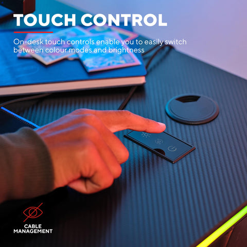 GXTrust Luminus RGB Gaming Desk with LED Lights 120x60 Computer Table Black