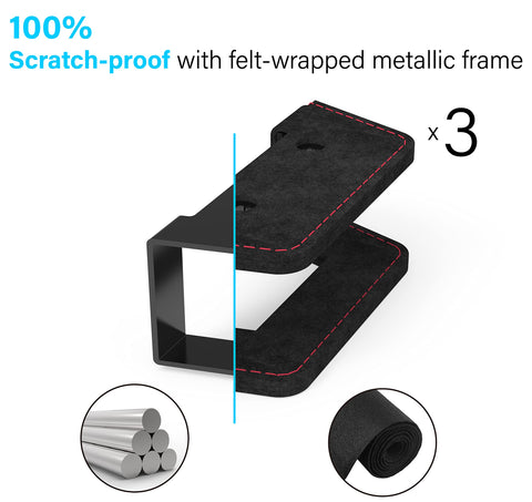 KUSOVILI Under Desk Laptop Holder with Screw, Full Coverage Soft Felt Laptop Metal Mount, Under Desk Bracket, Compatible with Apple MacBook Pro