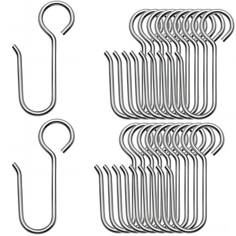 Bailinks 20pcs Curtain Hooks, 1.3 inches Long Stainless Steel Shower and Bathroom Hooks for Window and Door