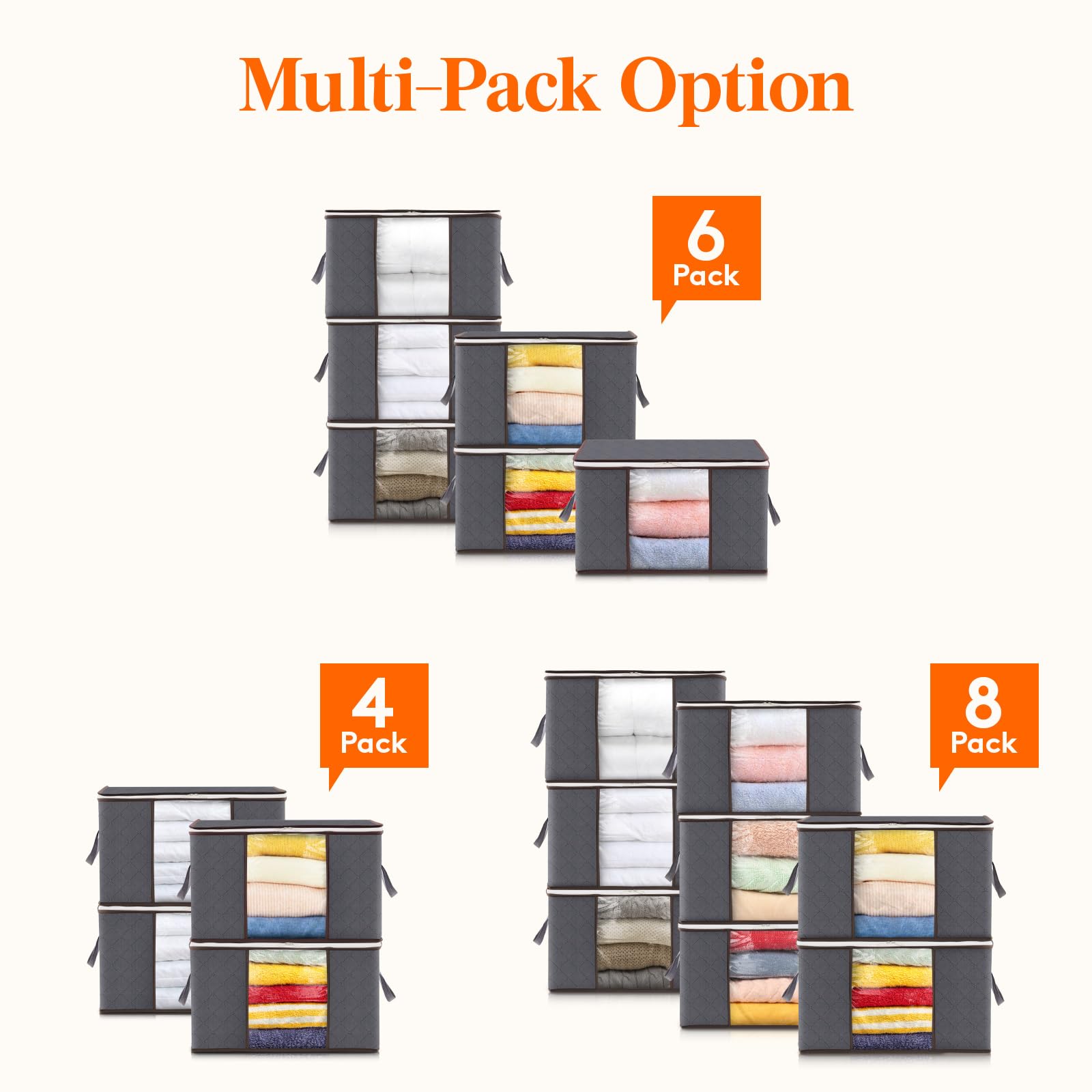Lifewit 75L Clothes Storage Bags, Foldable Storage Box Moving Bags Wardrobe Storage Organiser Packing Boxes for Moving House with Clear Window for