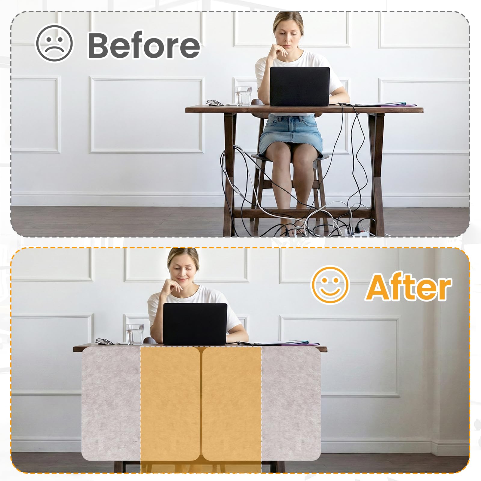 2-Pack Felt Desk Dividers, Clamp-On Privacy Panels, 60 x 60 cm, Oatmeal