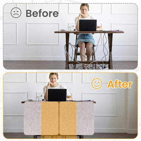 2-Pack Felt Desk Dividers, Clamp-On Privacy Panels, 60 x 60 cm, Oatmeal