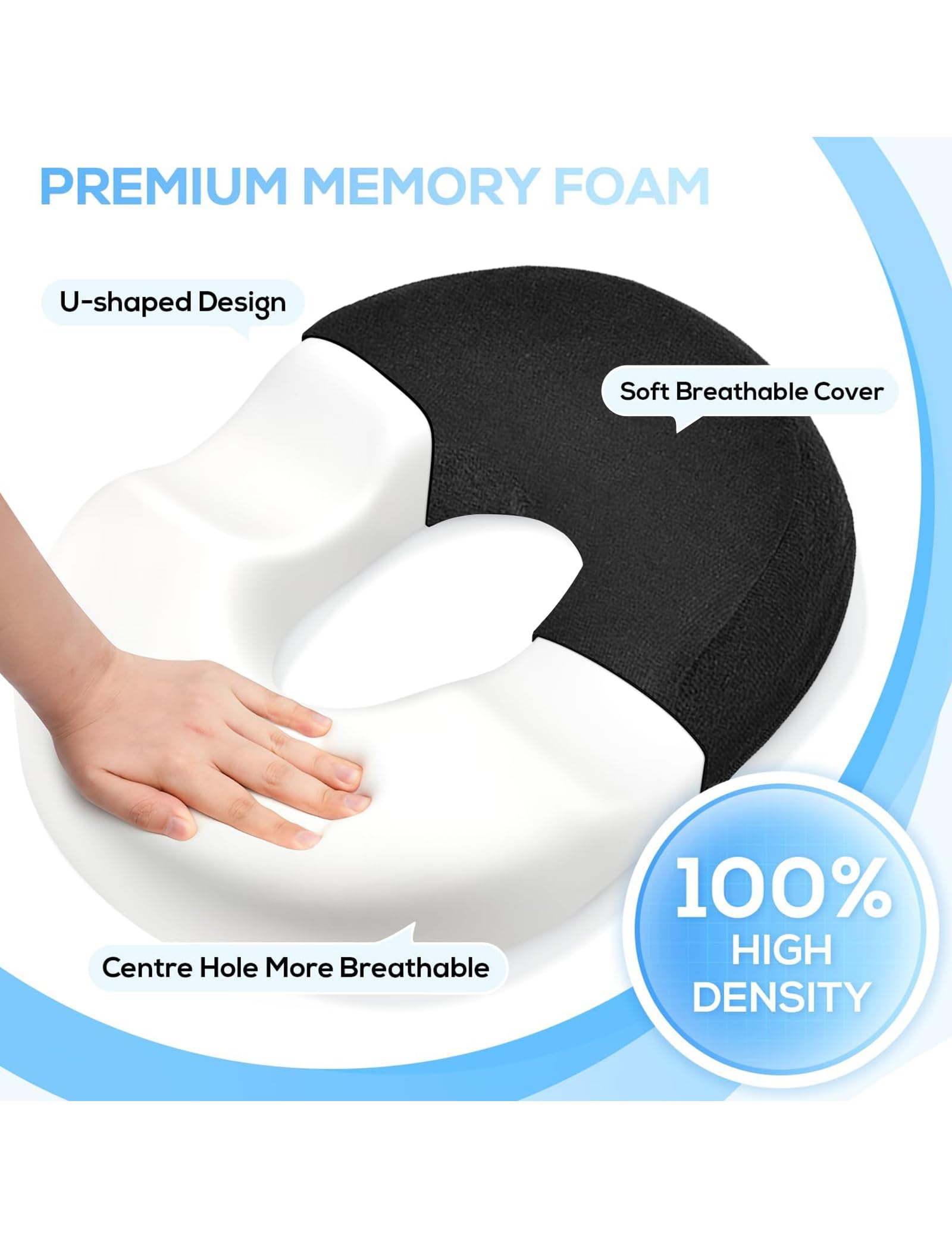 Donut Cushion for Hemorrhoids & Postpartum Recovery - Memory Foam Coccyx Cushion for Tailbone Pain Relief, Orthopedic Seat Cushion for Office Chair