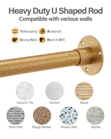 Yampos U Shaped Shower Curtain Rail, [Both Sides: 60 cm - 132 cm, Middle: 76,2 cm