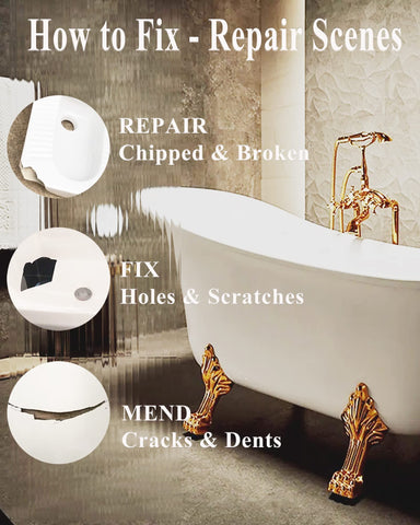 Bath Repair Kit White, Endhokn Enamel, Porcelain, Acrylic, Fiberglass, Ceramic Sink Repair Kit