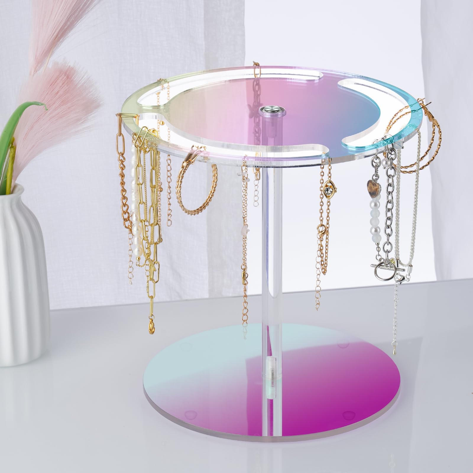 NiHome Iridescent Acrylic Rotating Sunglasses Holder Stand, Rotating Glasses Holder for Home/Retail Display