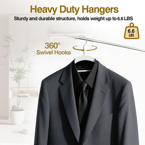 UEAKPIC Plastic Hangers 50 Pack,16.5inch/42cm Hangers-White & Dark Gray