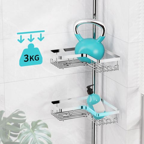 KEGII Telescopic Shower Caddy Corner Chrome 4 Tier Telescopic Shower Shelf