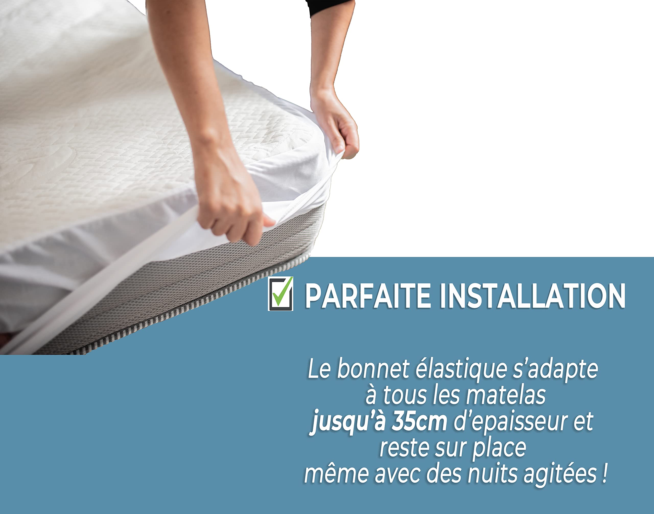 SLEEEP Mattress Protector 90 x 190 cm Bamboo Fibre Oeko-Tex 100% Waterproof Mattress Protector Fitted Sheet 30 cm Ultra Soft Mattress Cover Anti Bed