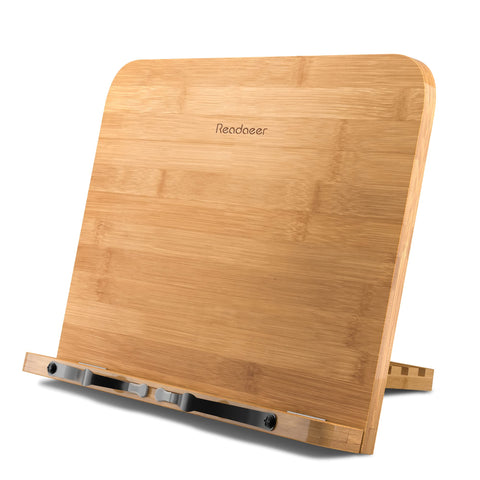 READAEER Bamboo Folding Portable Reading Stand Bookstand Cookbook Holder, M