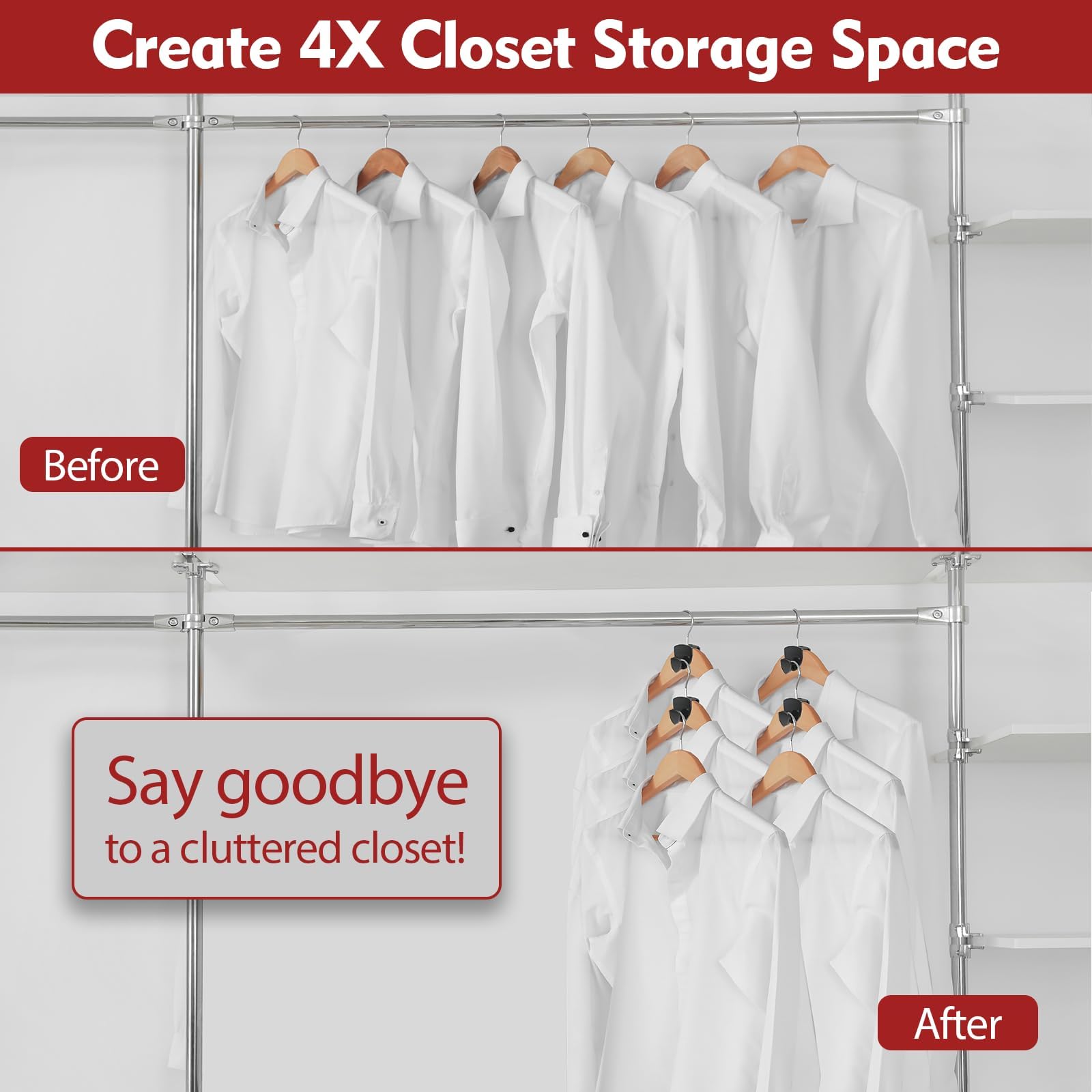 Latoxcaa Hangers Space Saving 30Pcs, Upgrade 40Lb(Max) Heavy Duty Hanger Hooks Space Saver, Space Saving Hangers for Clothes Hanger Connector Hooks