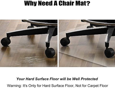 LeapYouth 90x120 cm Office Chair Mat for Hard Floors, Clear Computer Chair Mat, Wooden Floor Protectors for Rolling Chairs
