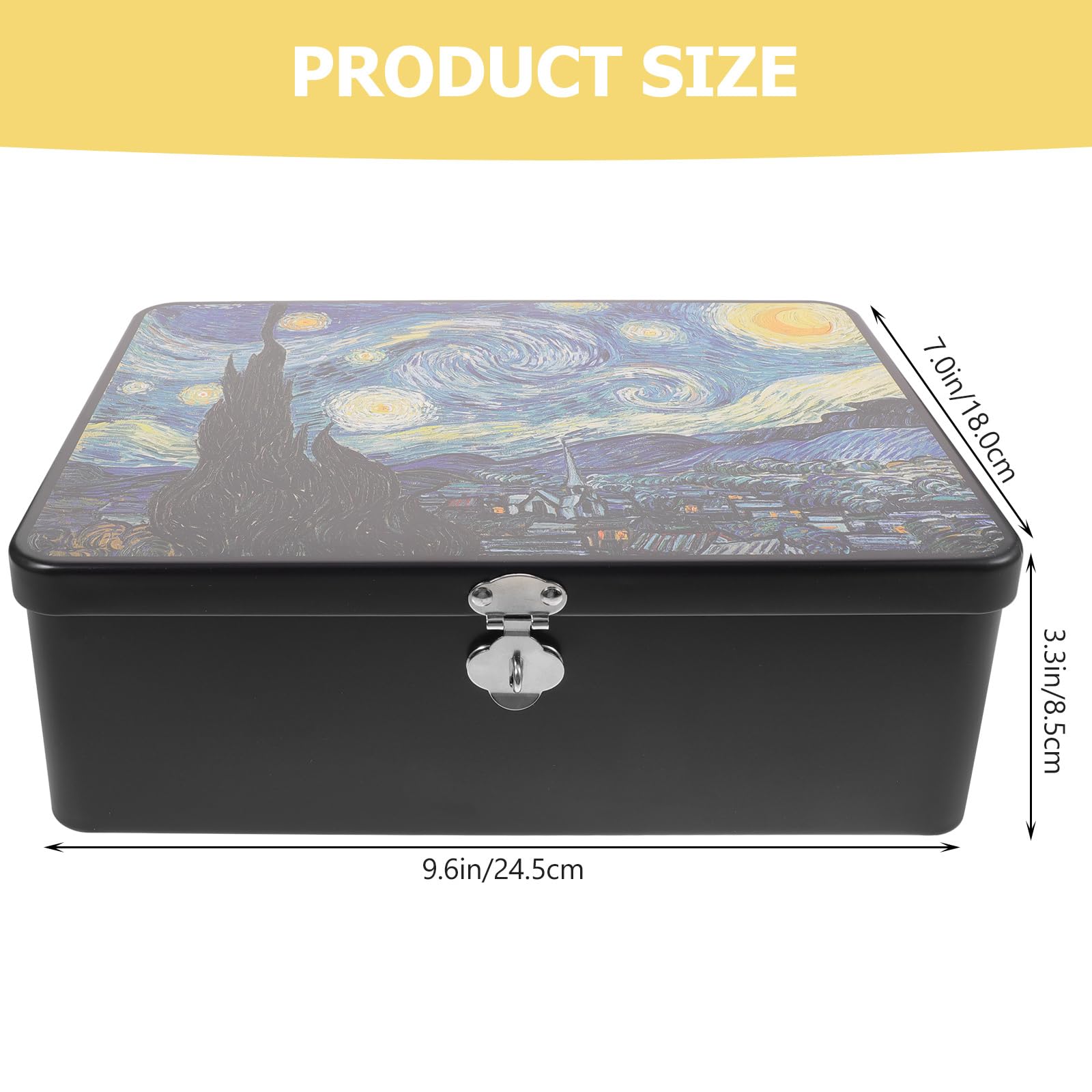 Zerodeko Tinplate Storage Box with Lock Metal Tin Box for Jewellery Rings and Earrings Desktop Storage Container for Gifts and Small Items 9.65 X