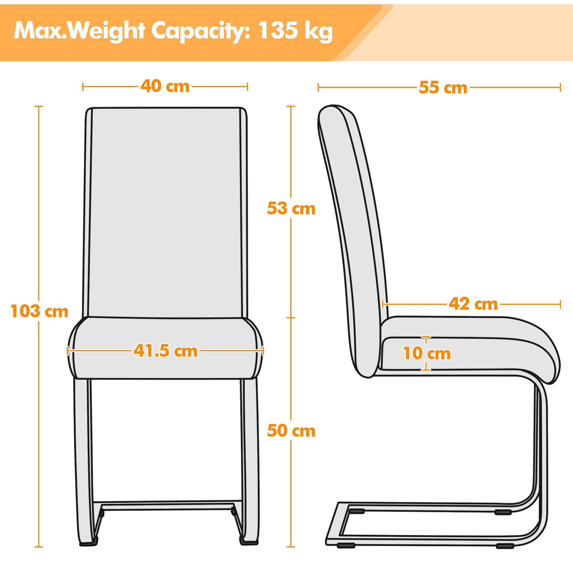 Yaheetech Dining Chairs Set of 2 Faux Leather High Back Chairs Black