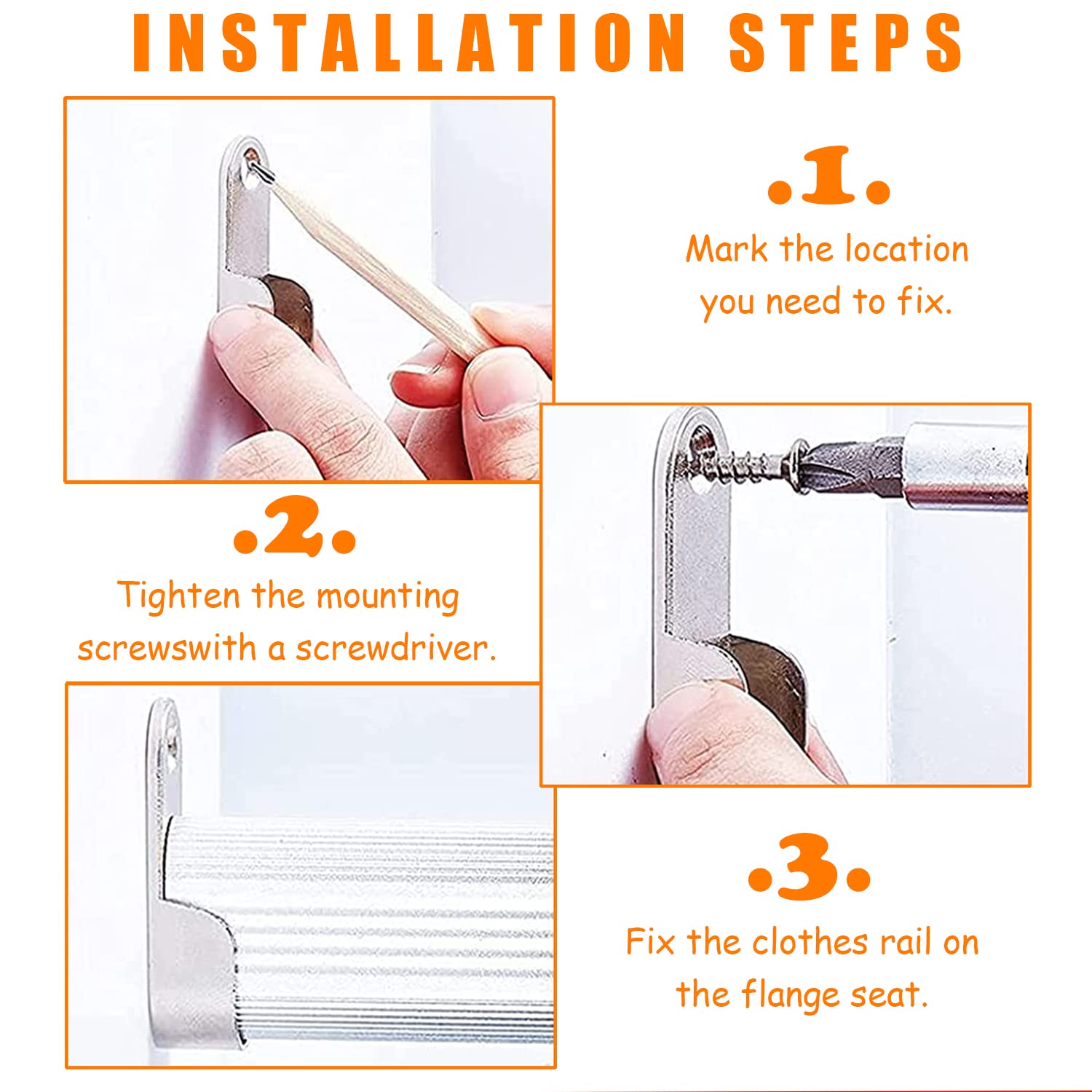 iTYOOS 10 Pieces Wardrobe Rail Fittings With 20 Pieces Screws, Zinc Alloy Oval Closet Rod End Supports
