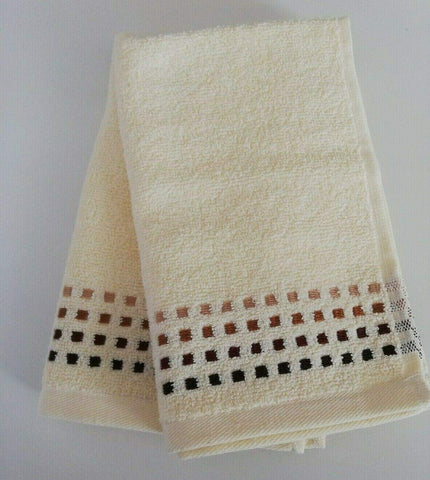 Sue Rossi Ltd 100% Portuguese Cotton Guest Towels Hand Kitchen Towel Face Cloth 30 x 50 cm Pack Of 2 (Chocolate - Cream)