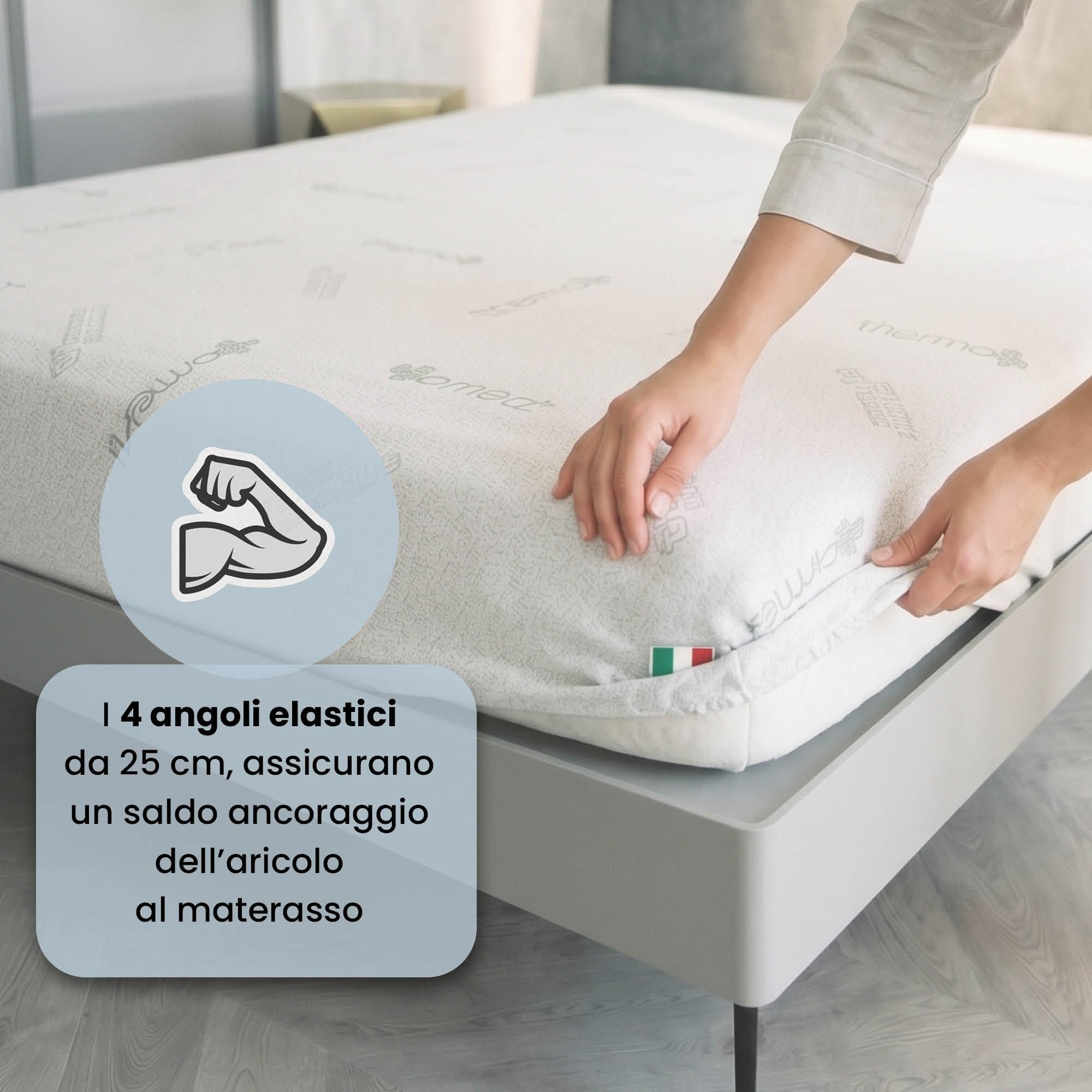 MB HOME ITALY Mattress Cover, Thermocontrol, White, Small Double 120x200 cm