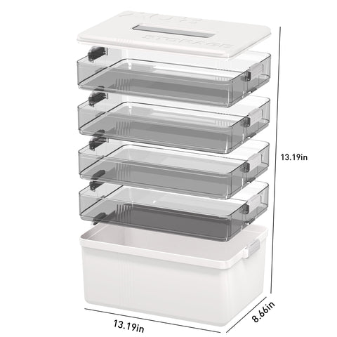 Citylife 5-Layer Medicine Storage Box, Medication Storage Box with Handle, Household Medical Organiser Portable Emergency First Aid Container for