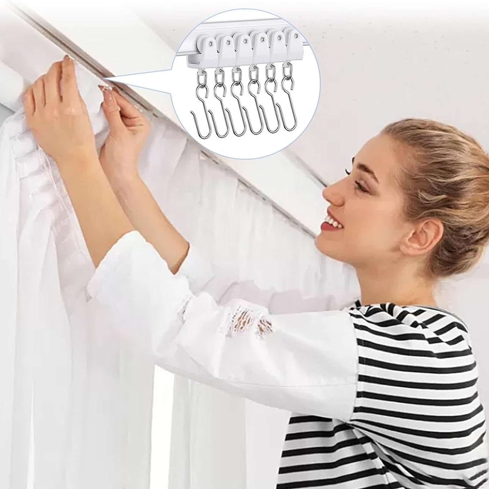Ceiling Curtain Track Accessories Flexible Bendable Curtain Track Rollers Plastic Drapery Rail Sliding Glider for Windows Shower Curtain Tracks