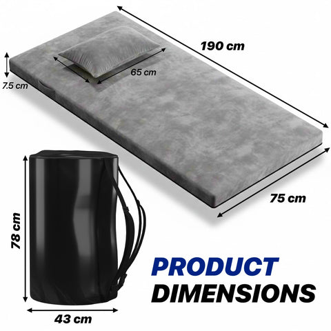 Unique Impression Single Foldable Gel Memory Foam Floor Mattress – Roll Up Topper Pad, Portable Guest Bed for Camping, Camper Van & Home