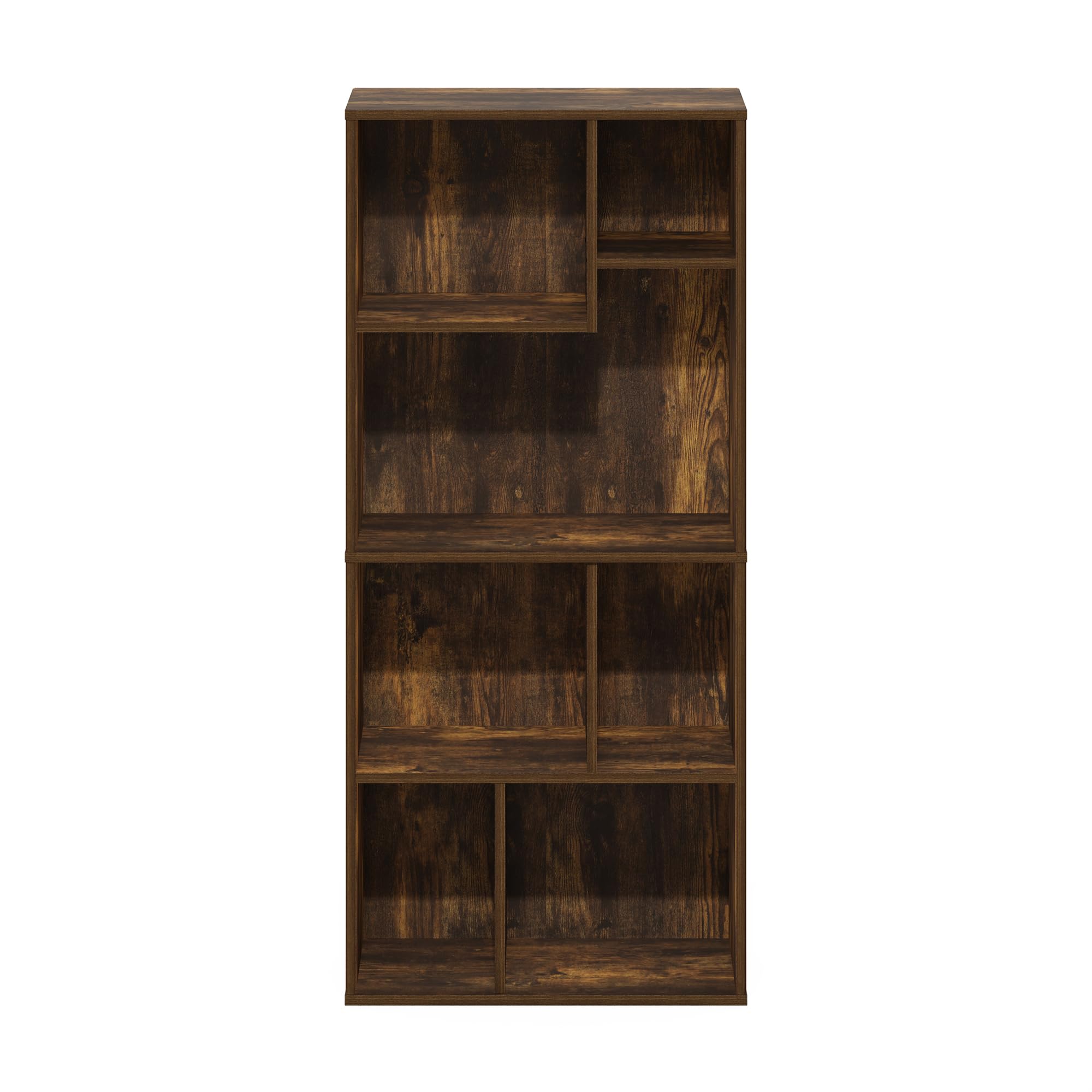 Furinno DALY Book Shelf, 7-Cube Bookshelf, Cube Storage Organizer Bookcase with Irregular Compartments, 24.1 x 48.0 x 106.9 cm, for Living Room