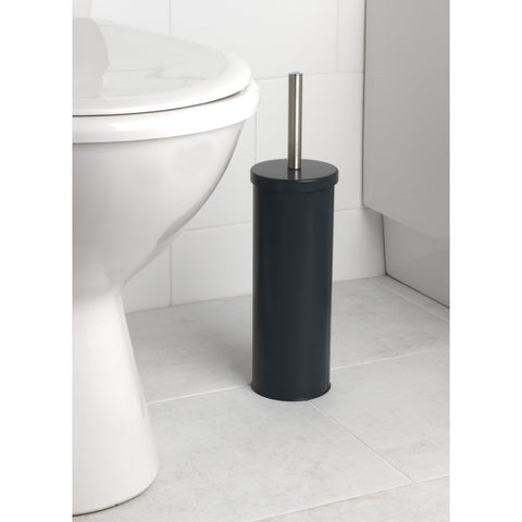 Beldray LA059451BLKFEU7 Toilet Brush and Holder Set - Bathroom Toilet Bowl Cleaning Brush with Stiff Bristles Hygiene Holder with Lid Slim for Easy