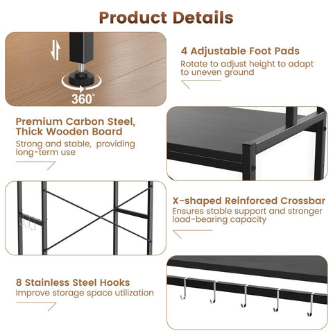 Housolution 2-Tier Mini Fridge Stand with Storage, Black