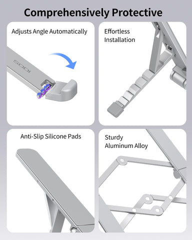SODI 2026 2-in-1 Foldable Laptop Stand, Tablet and iPad Stand, Lightweight 210 g, 6-Level Adjustable Aluminium Laptop Riser with Heat Dissipation