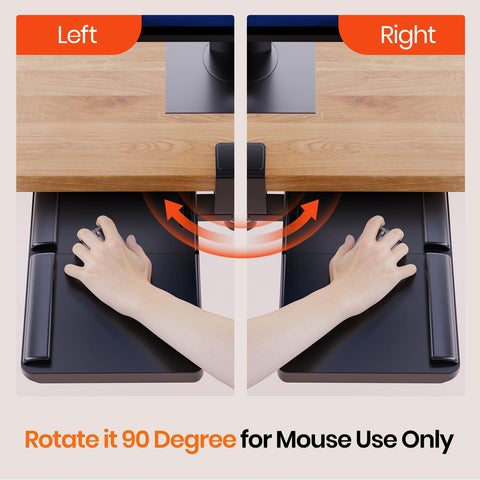 Tilt Adjustable Keyboard Tray Under Desk w/ 360° Rotation - Klearlook Ergonomic Rotatable Computer Keyboard & Mouse Tray 24.4"W×10"D Sit Stand Desk