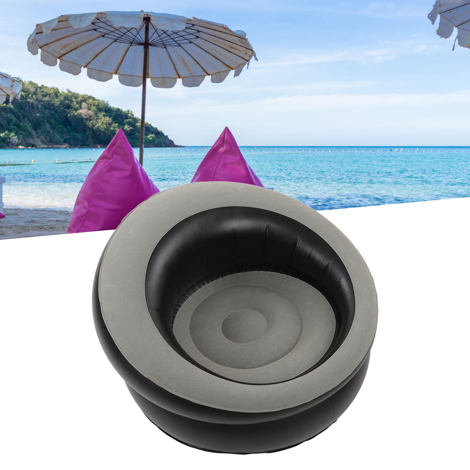 Inflatable Sofa Chair, Flocking Air Sofa, Blow Up Couches Inflatable Lounge Chair for Living Room Bedroom Reading Room Office Balcony Camping Travel