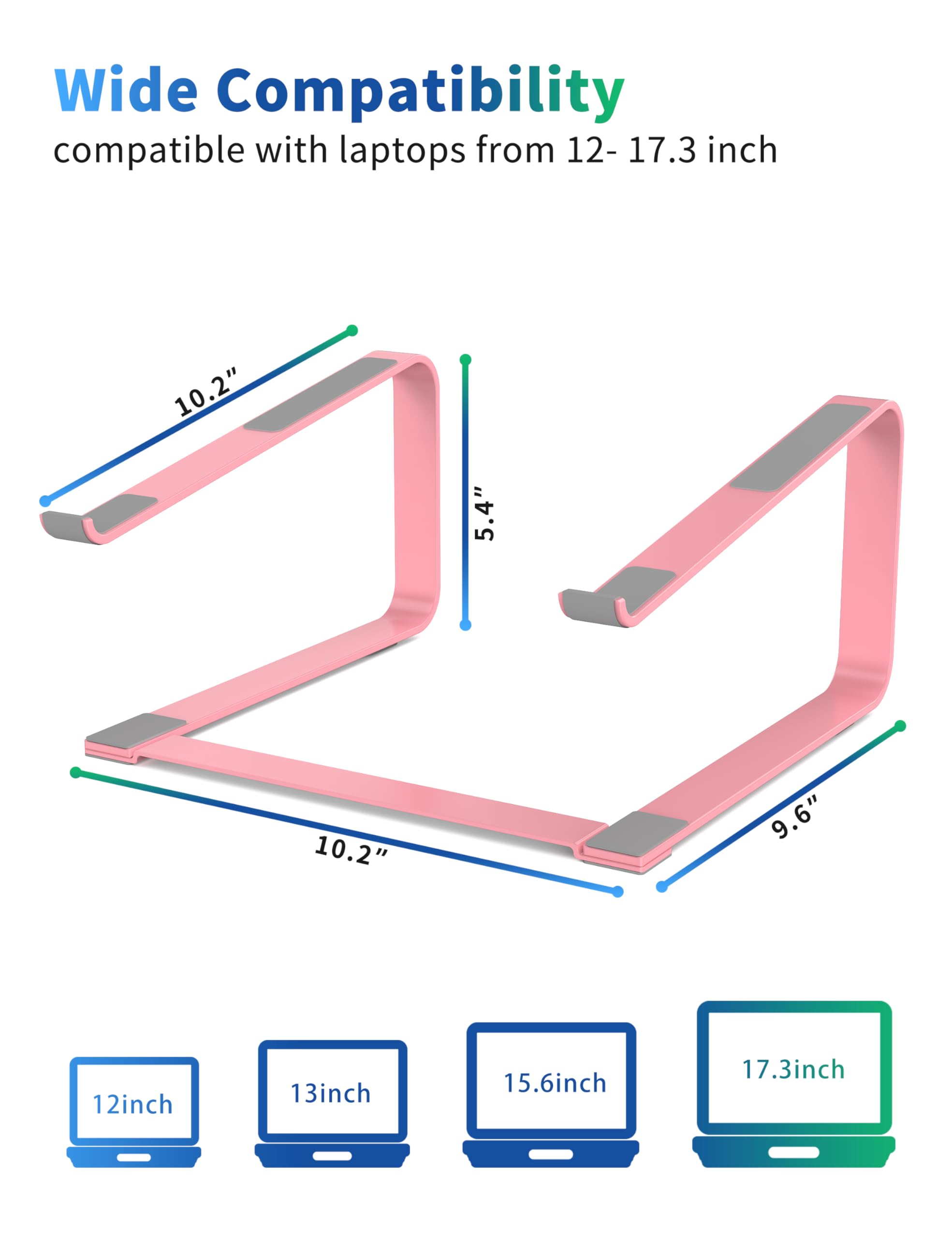 SOUNDANCE Laptop Stand for Desk, Metal Computer Riser, Heavy Stable PC Holder, Ergonomic Laptops Elevator for 12 to 17.3 Inches Notebook Computer