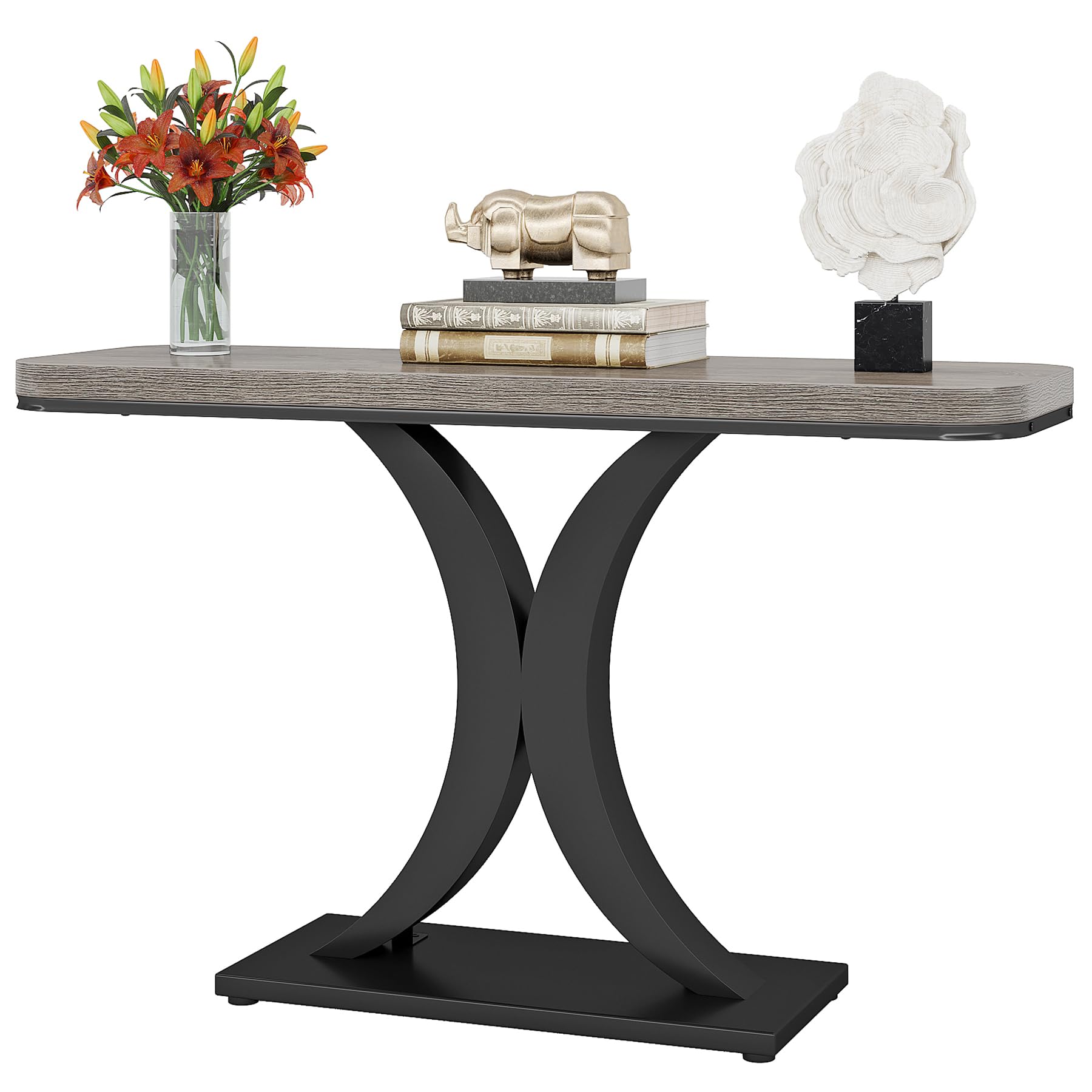 LITTLE TREE Industrial Entryway Console Table, Compact Foyer Hallway Accent Table for Small Space