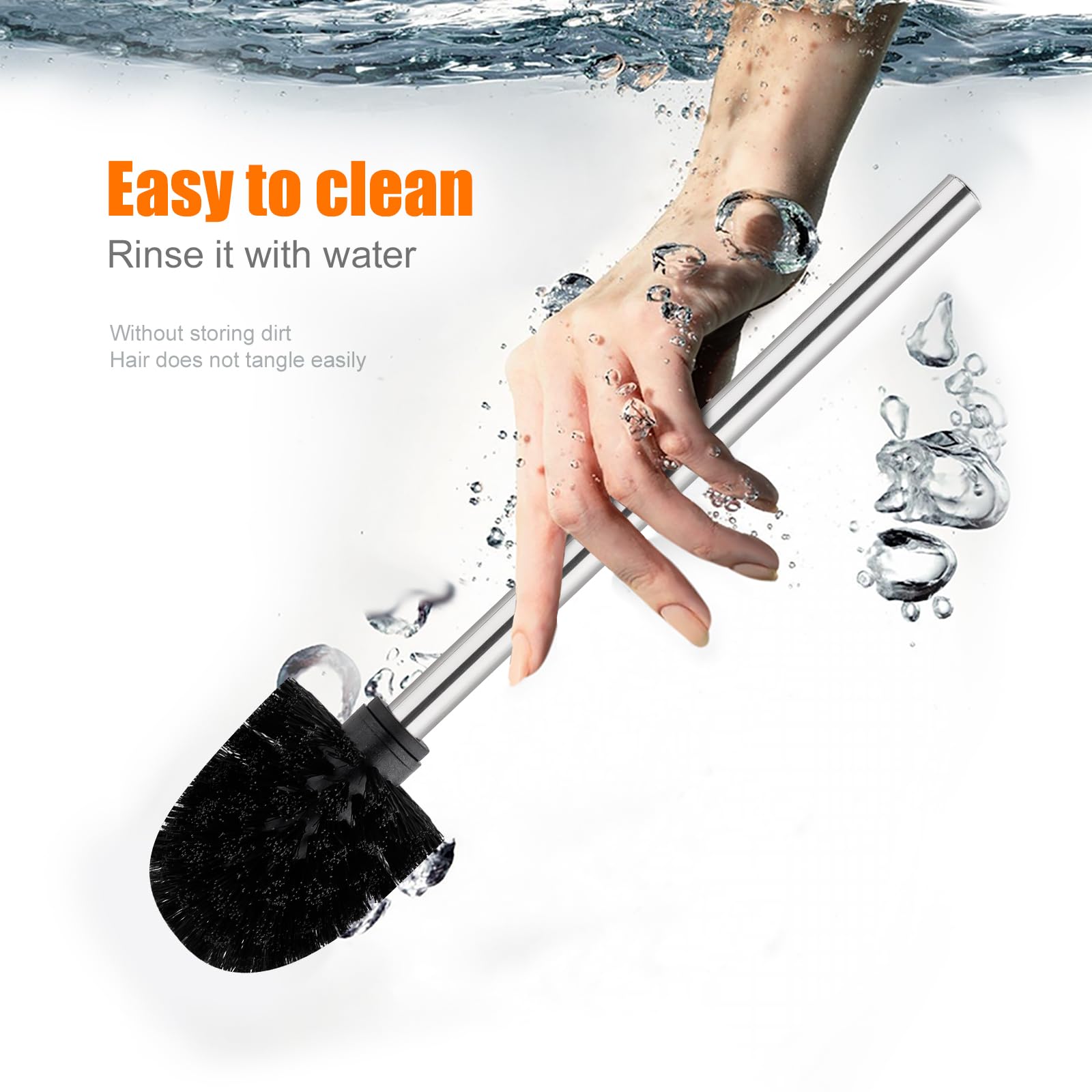 Ibergrif Black Toilet Brush 4PCS with Stainless Steel Handle M34155
