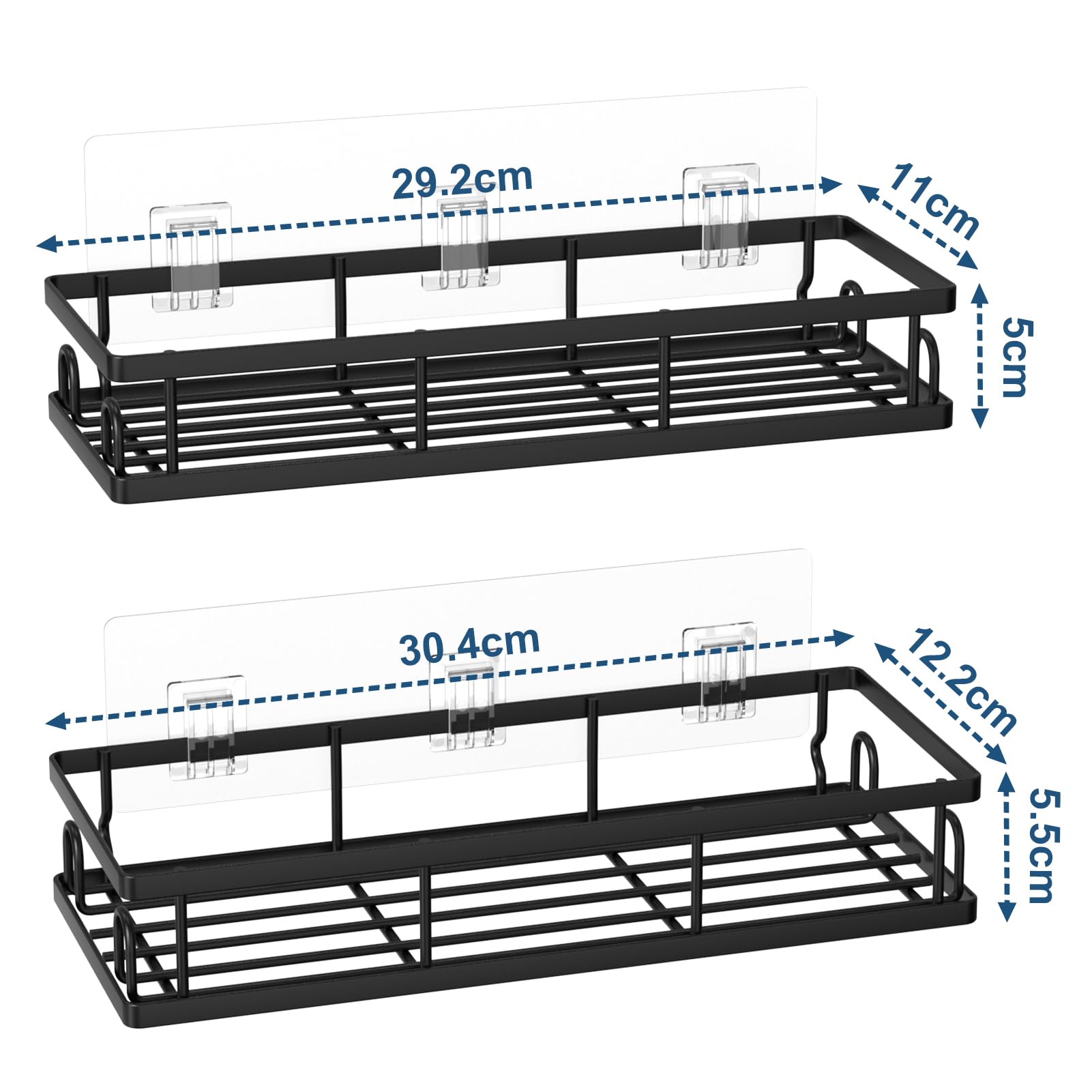 UUlioyer Shower Caddy, Shower Shelf No Drilling (Black-2 Pack)