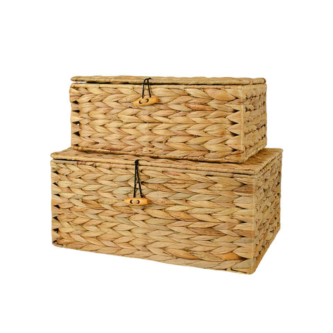 Esoes Wicker Storage Basket Woven Rattan Storage Box With Lids Seagrass