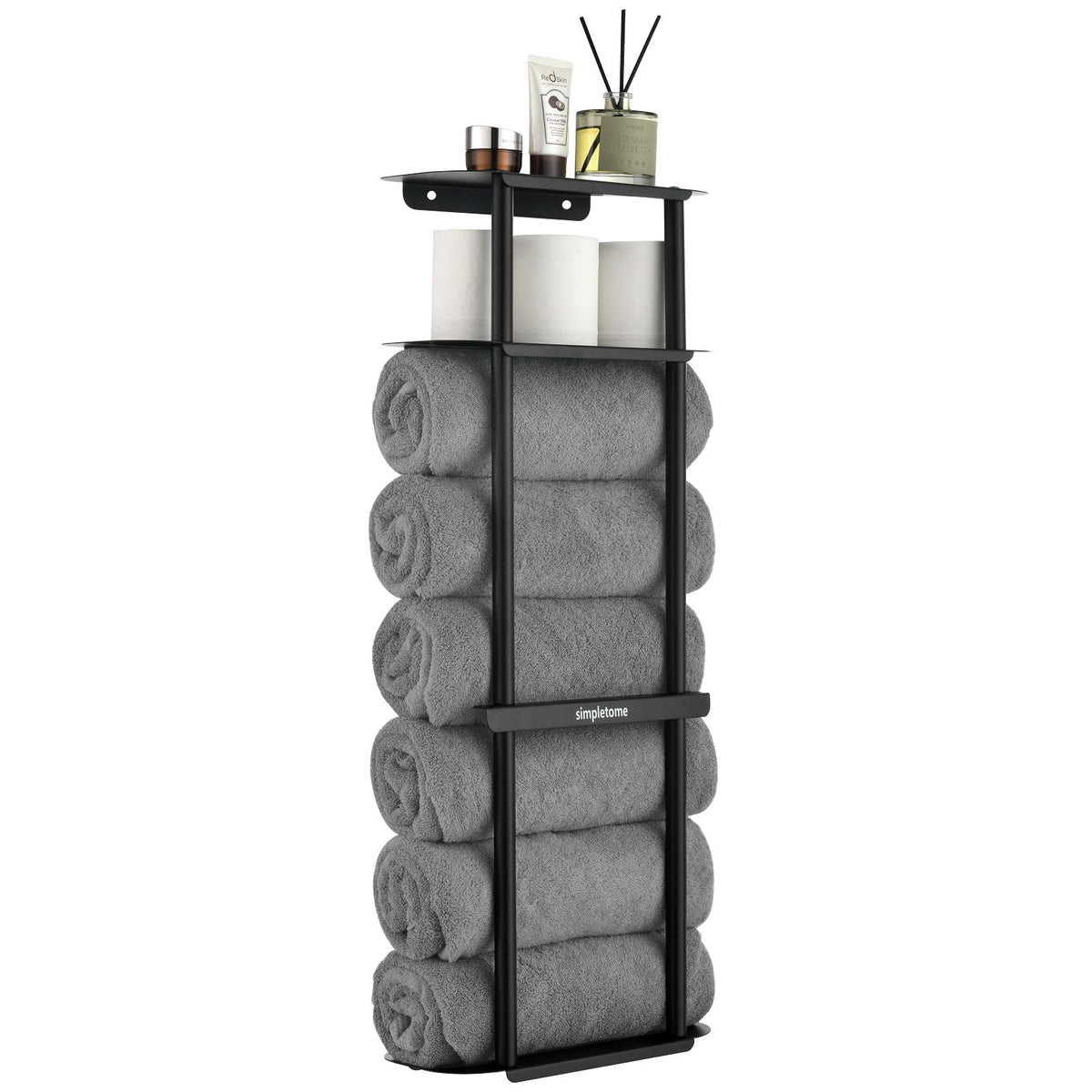 Towel Storage Rack Wall for Bathroom, Camping Chair Holder with Shelves