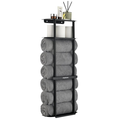 Towel Storage Rack Wall for Bathroom, Camping Chair Holder with Shelves