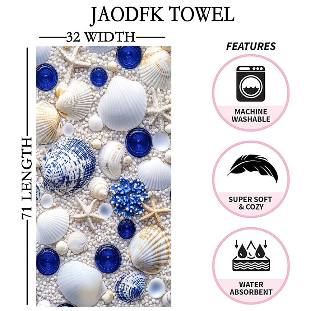 JAODFK 2 Pcs Microfibre Beach Towel 71"X32" Quick Dry Shell Lightweight Sand Free Extra Large Thin Towels Travel Essentials For Adults Womens Swim