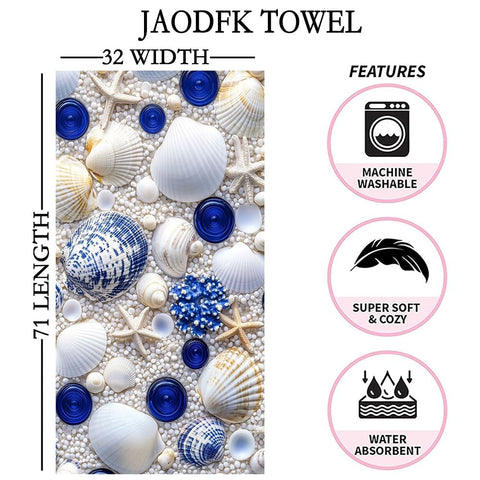 JAODFK 2 Pcs Microfibre Beach Towel 71"X32" Quick Dry Shell Lightweight Sand Free Extra Large Thin Towels Travel Essentials For Adults Womens Swim