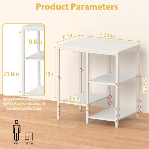 OGEMXU Kitchen Microwave Stand,4-Tier Adjustable Microwave Cart,White
