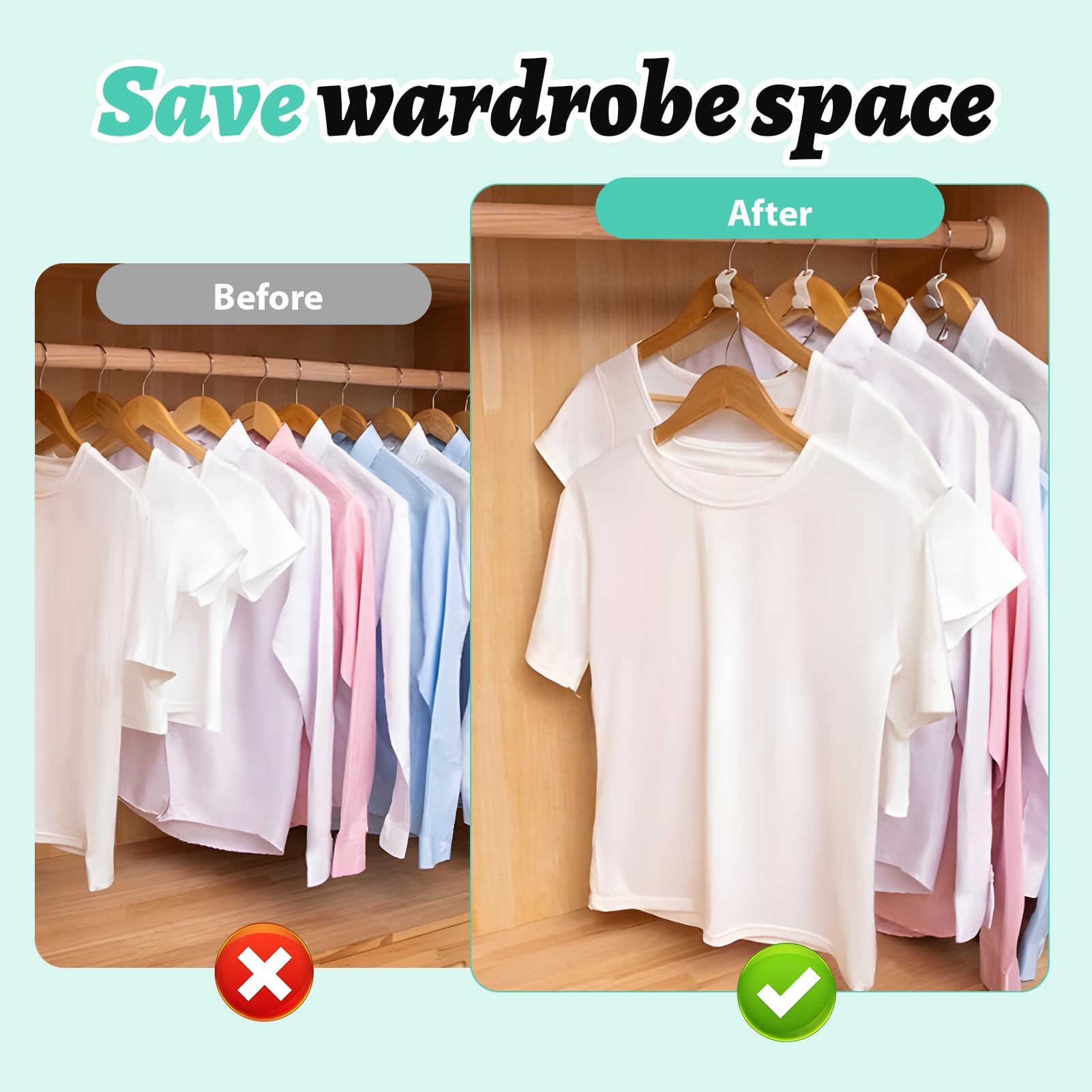 70-Pack White Clothes Hanger Connector Hooks - Space-Saving Wardrobe Organizer Accessories for Closet Efficiency, Compatible with Various Hangers