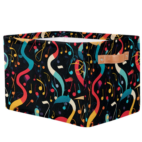Mexpekil Cube Storage Box, Music Note Foldable Fabric Toy Basket, Rectangular Closet Organizers and Storage Bins for Bedroom, Living Room & Closet