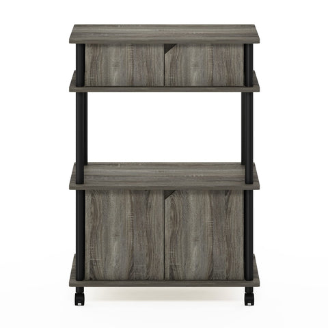 Furinno TURN-N-TUBE Printer Stand with Storage, 4-Tier Printer Table with with Storage Cabinet and Casters, Open Frame Standing Shelf, for CPU