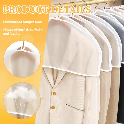 8 Pcs Clothes Covers, Suit Covers For Hanging Clothes, Suit Cover for Hanging Clothes, Suitable for Suits, Dresses,Jackets,Dress Closet Storage