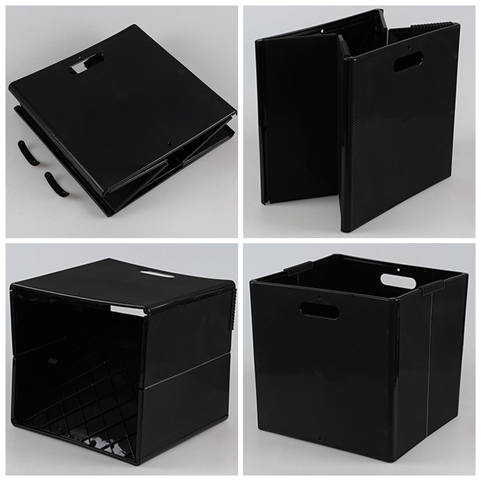 Eudokky 4 Pack Foldable Cube Storage Box, Plastic Storage Cube with Handle