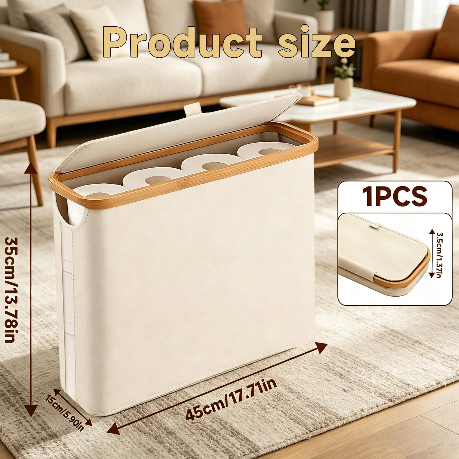 Toilet Roll Storage Box with Lid, Toilet Roll Basket, Storage Basket