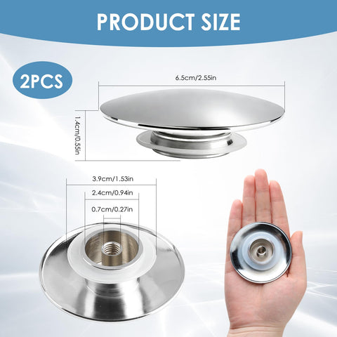 2 Pcs Pop Up Sink Plug Replacement Pop Up Plug Spares Sink Waste 66mm