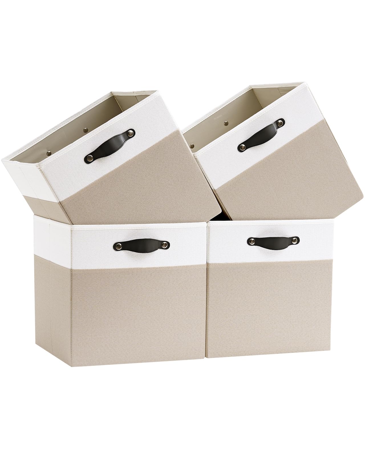 FABINADO Storage Cube | 260g/㎡ Ultra-Fine Linen Cubby Box for Shelf, Bookshelf, Closet, Wardrobe | 25cm Square Drawer Insert Basket | 4 Pack