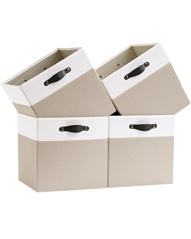 FABINADO Storage Cube | 260g/㎡ Ultra-Fine Linen Cubby Box for Shelf, Bookshelf, Closet, Wardrobe | 25cm Square Drawer Insert Basket | 4 Pack