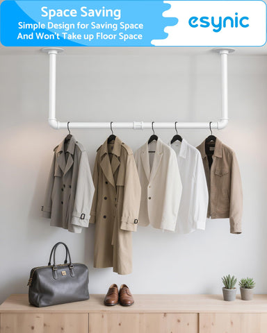 eSynic 60cm White Industrial Pipe Clothes Hanging Rails